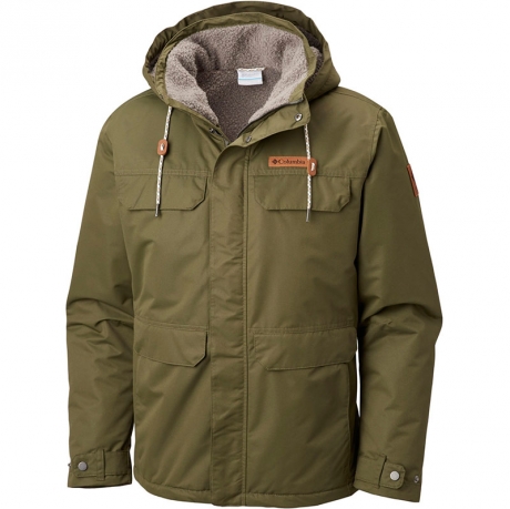 Nanquan Men Slim Fit Sherpa Lined Mid Length Hoodie Fleece Quilted Down Parka Coat